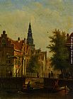 Johannes Franciscus Spohler Canvas Paintings - Bridge Over The Canal